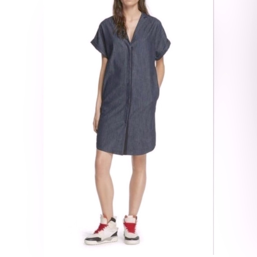 rag & bone Cooper V Neck Denim Button Down Shirt Dress
